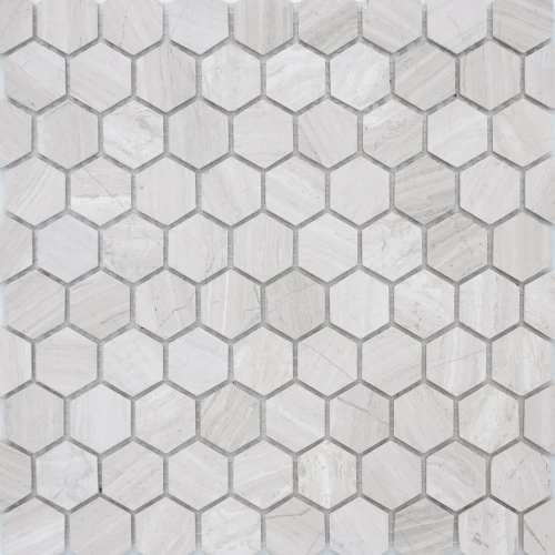 Мозаика из натурального камня LeeDo Ceramica Travertino silver MAT hex серый 28,5x30,5 см