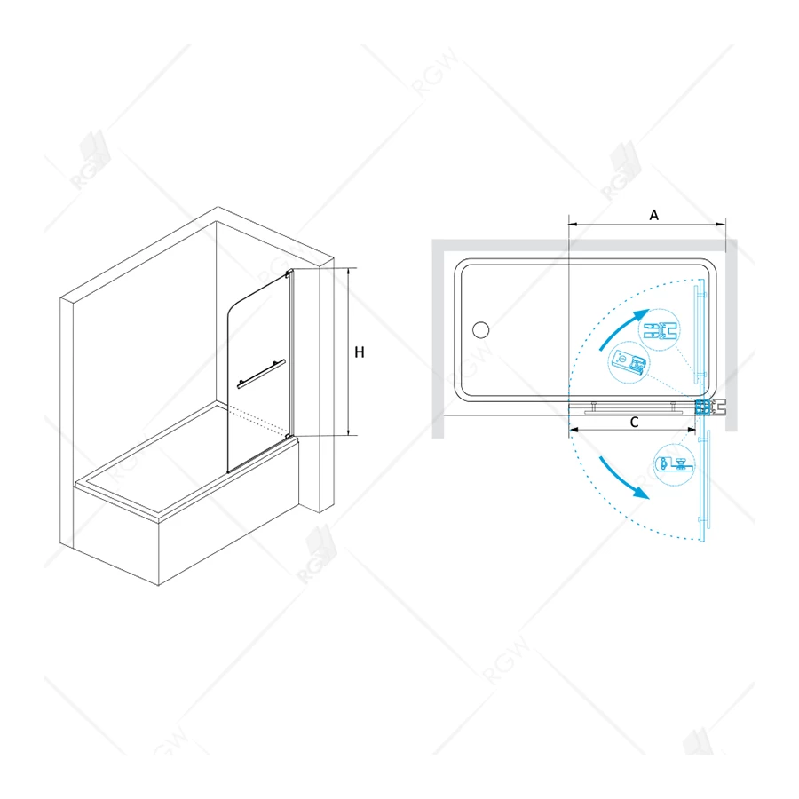 Шторка на ванну RGW SC-02 03110208-11 800 прозрачное