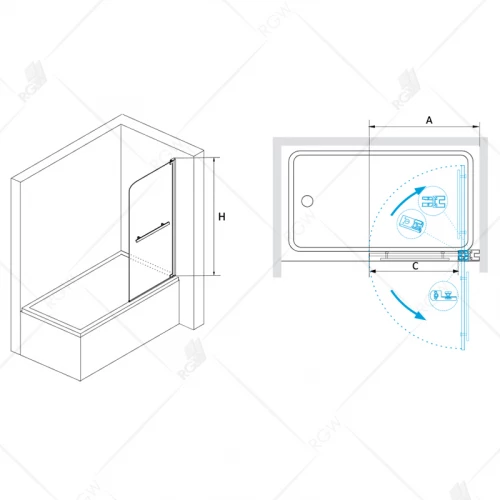 Шторка на ванну RGW SC-02 03110208-11 800 прозрачное