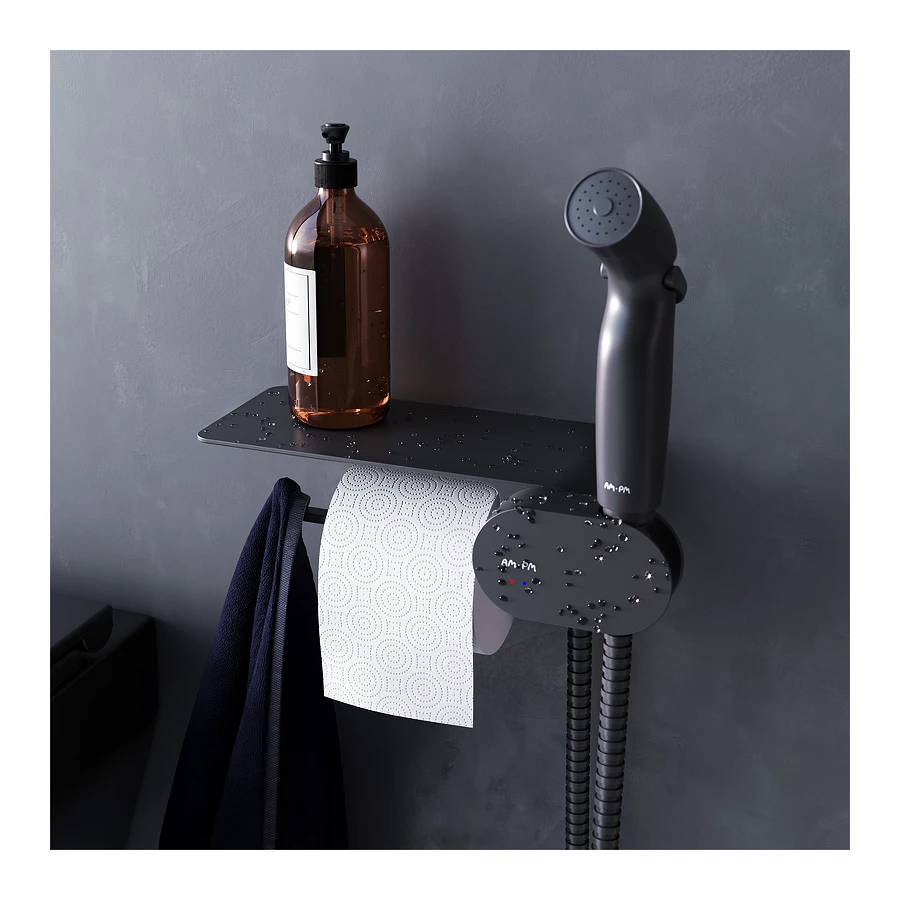 Набор подвесной унитаз с гигиеническим душем Am Pm Spirit V2.0 черный CK70H1103B