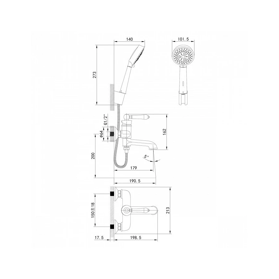 Смеситель для ванны Iddis Oxford с керамическим дивертором OXFSB02i02 хром