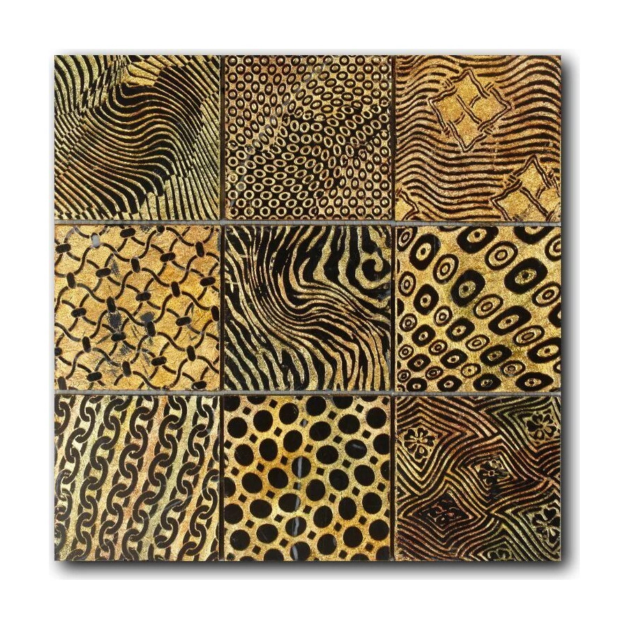 Мозаика из натурального камня Art&Natura Equilibrio сетка 98x98 глянцевая золотая 030-MIX1 30х30 см