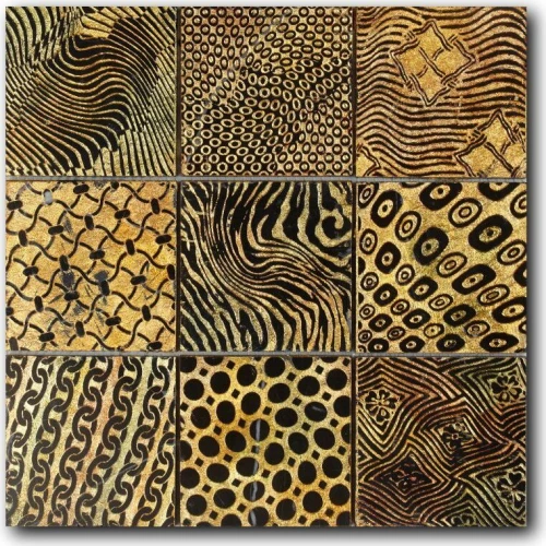 Мозаика из натурального камня Art&Natura Equilibrio сетка 98x98 глянцевая золотая 030-MIX1 30х30 см