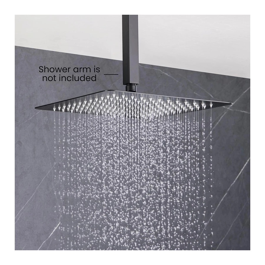 Квадратный верхний душ Aquatek матовый черный AQ2074MB 300*300*2 мм