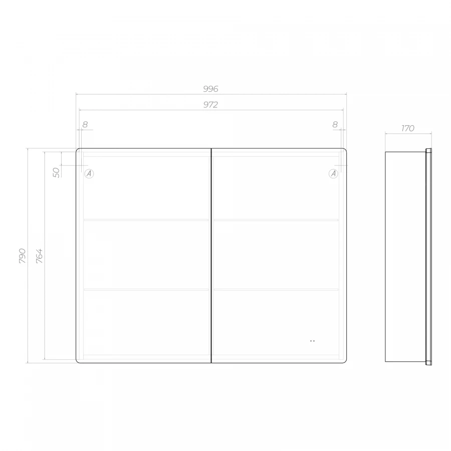 Зеркало шкаф Vigo Geometry Comfort 1000 навесной 222 99.6x79 см