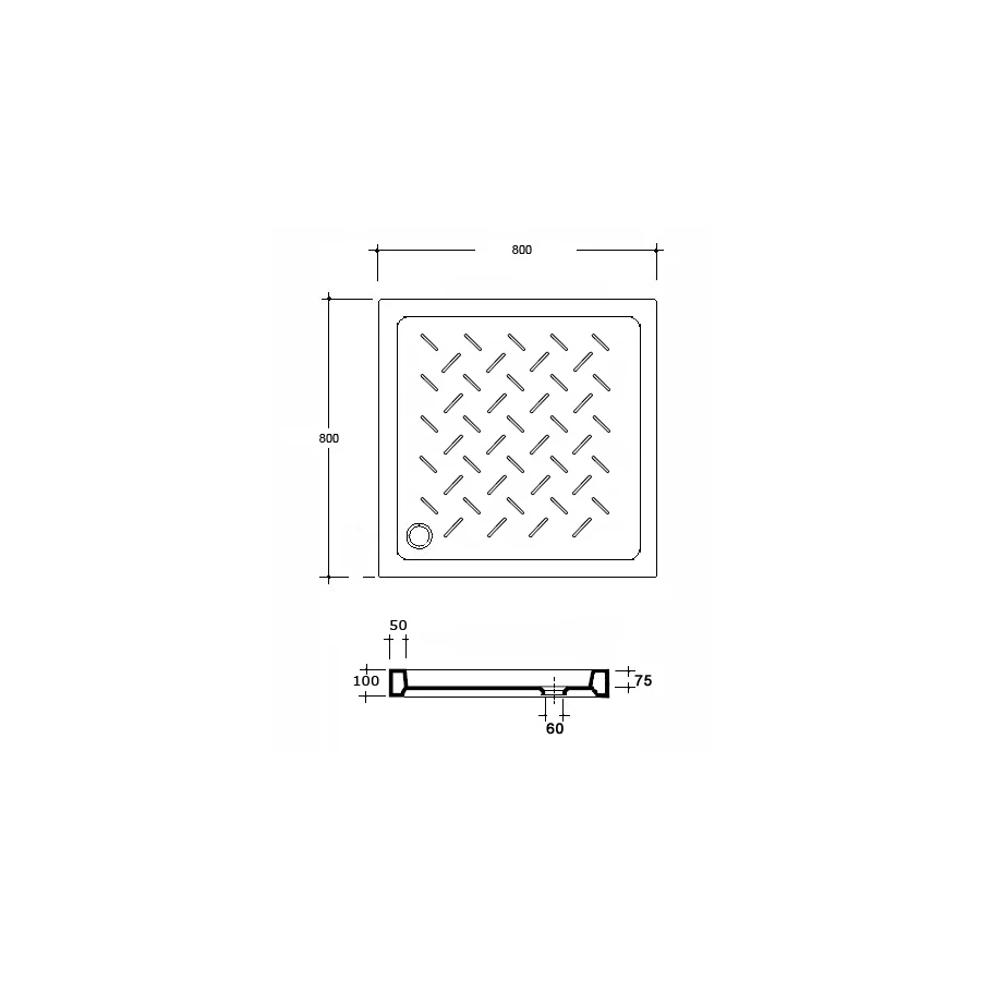Душевой поддон квадратный керамический RGW CR 19170188-01 80х80 см
