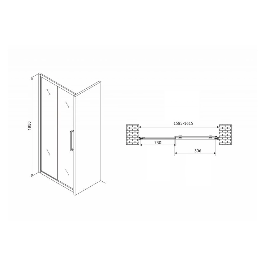 Душевая дверь Abber Schwarzer Diamant AG30160H