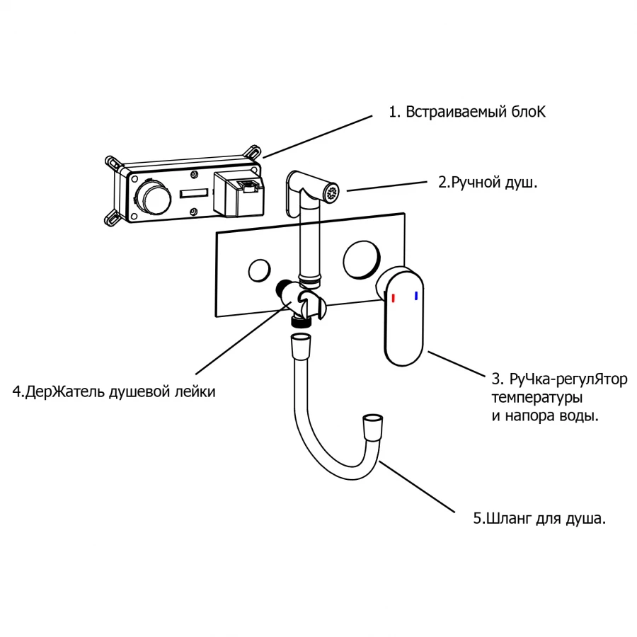 Смеситель Fashun встраиваемый с гигиенической лейкой A7585-35
