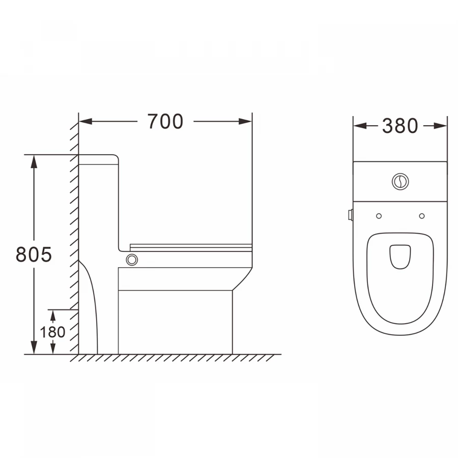 Унитаз-моноблок Azario Brusco напольный со встроенной функцией биде в комплекте с сиденьем дюропласт микролифт AZ-1085B 70x38x80.5 см