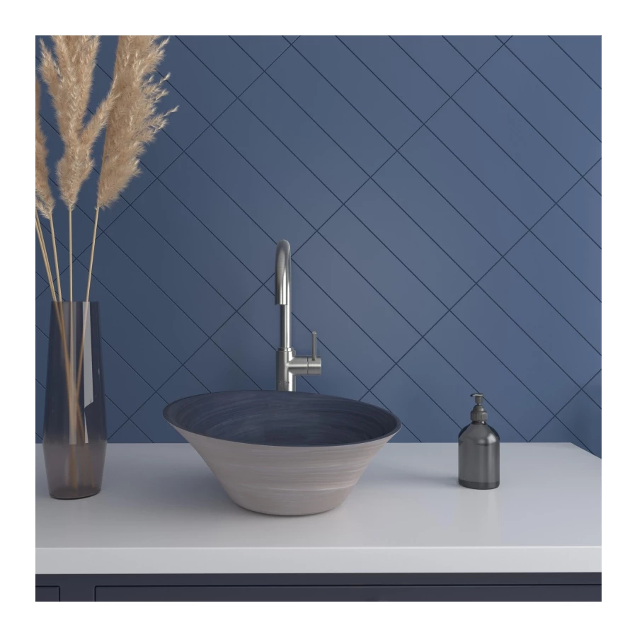 Плитка настенная Dune Ceramica Flat Indigo Matt матовая индиго 188683 30х7,5 см