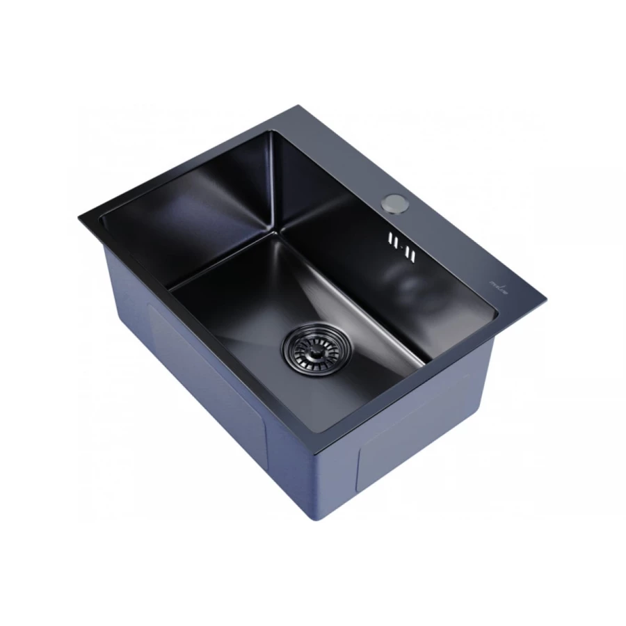 Мойка MixLine PRO настольный монтаж вып 3 1/2 22 см с сифоном черный графит 547236 60х45 см
