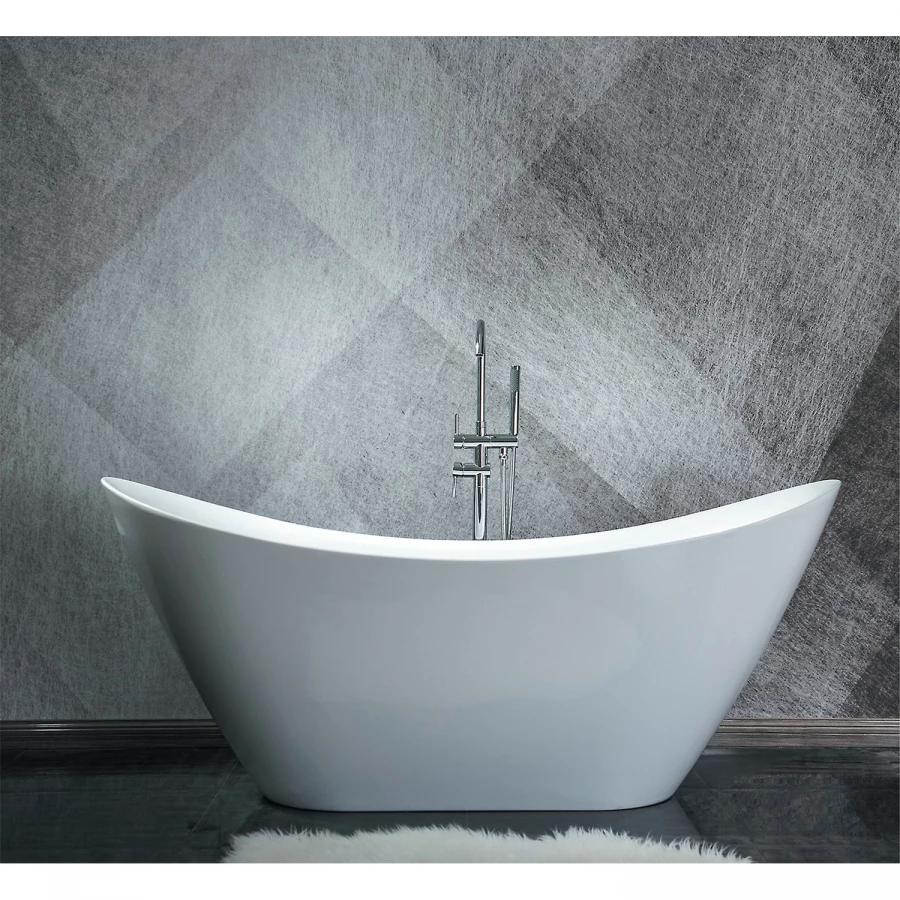 Ванна акриловая Azario Melado белая свободностоящая в комплекте с сифоном и металлическими ножками AZ-6107-18W 180x77х76 см