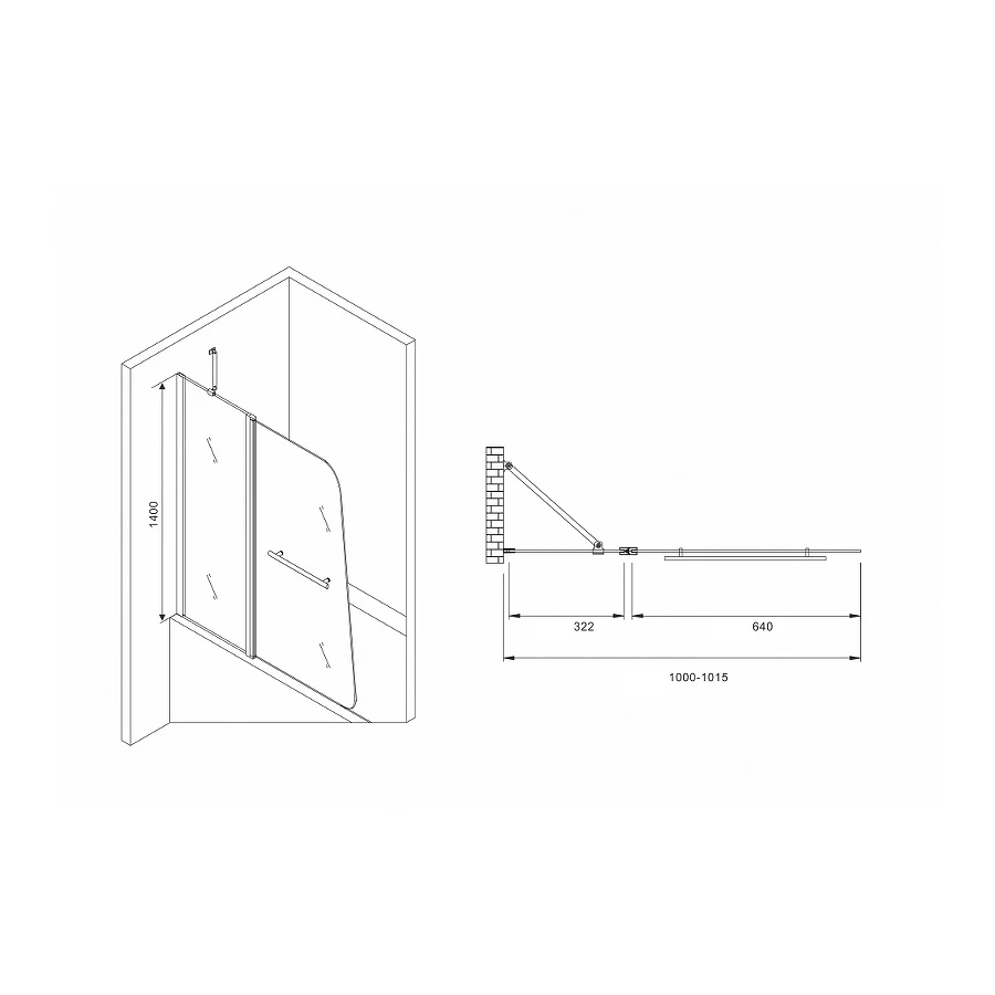 Шторка на ванну Abber Ewiges Wasser AG50100 100х140 см