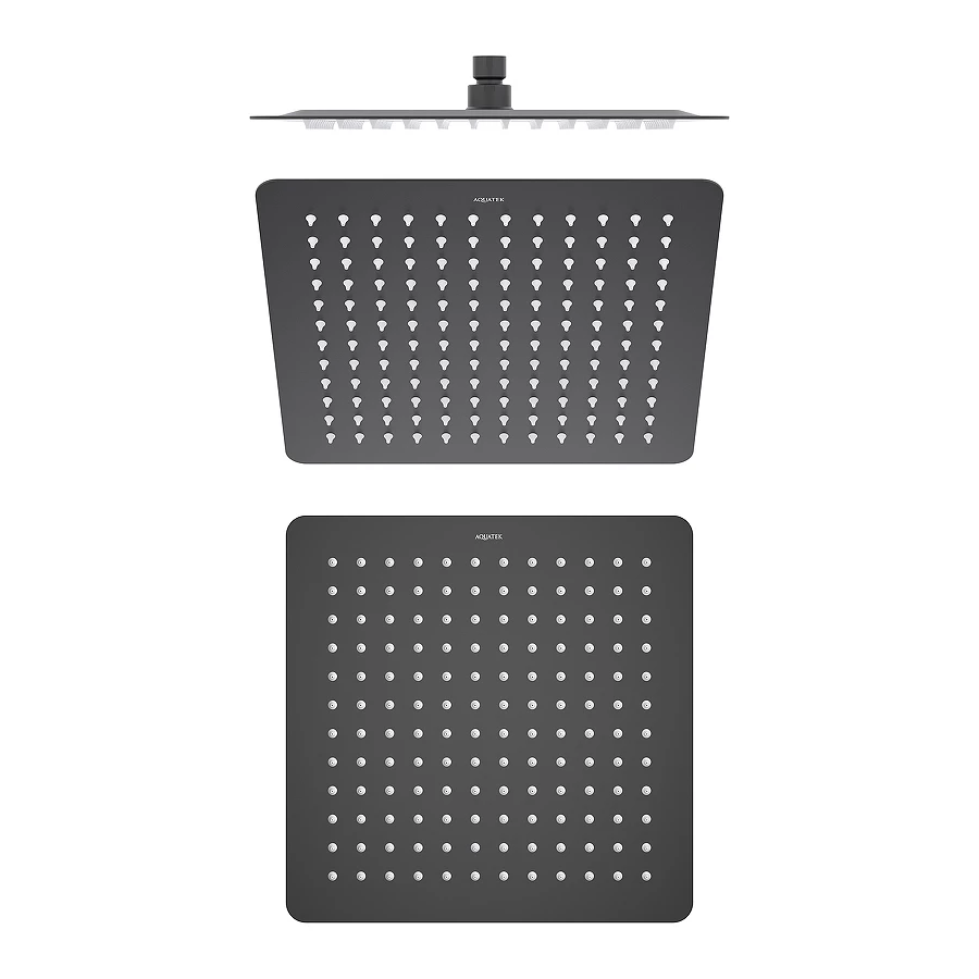 Квадратный верхний душ Aquatek матовый черный AQ2074MB 300*300*2 мм