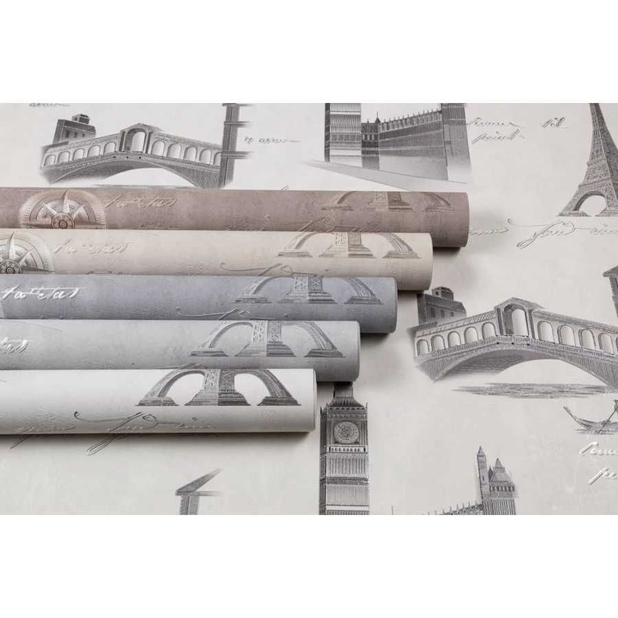 Обои флизелиновые Palitra Life Travel Wall серые PL72406-41 1,06х10,05 м