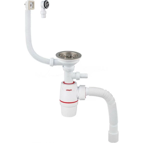 Сифон Wirquin Wirquin neo с нержавеющей чашкой Ø114 мм, с отводом для стиральной или посудомоечной машины (30987091)