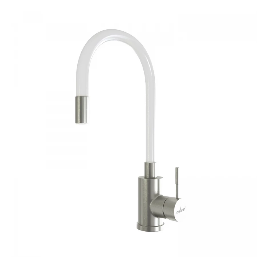 Смеситель для кухни 35k MixLine MLSS-0325 гибкий силиконовый излив 542379 белый