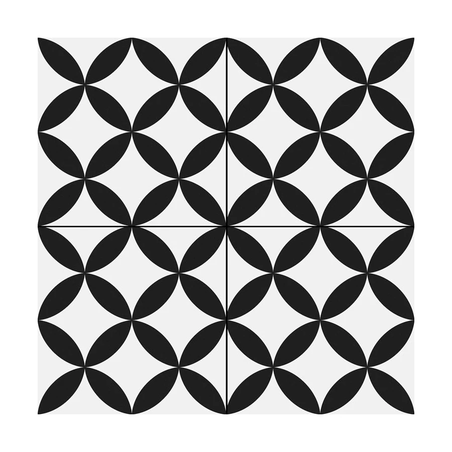 Керамогранит Prissmacer Circle Black Pre. черно-белый 45x45 см