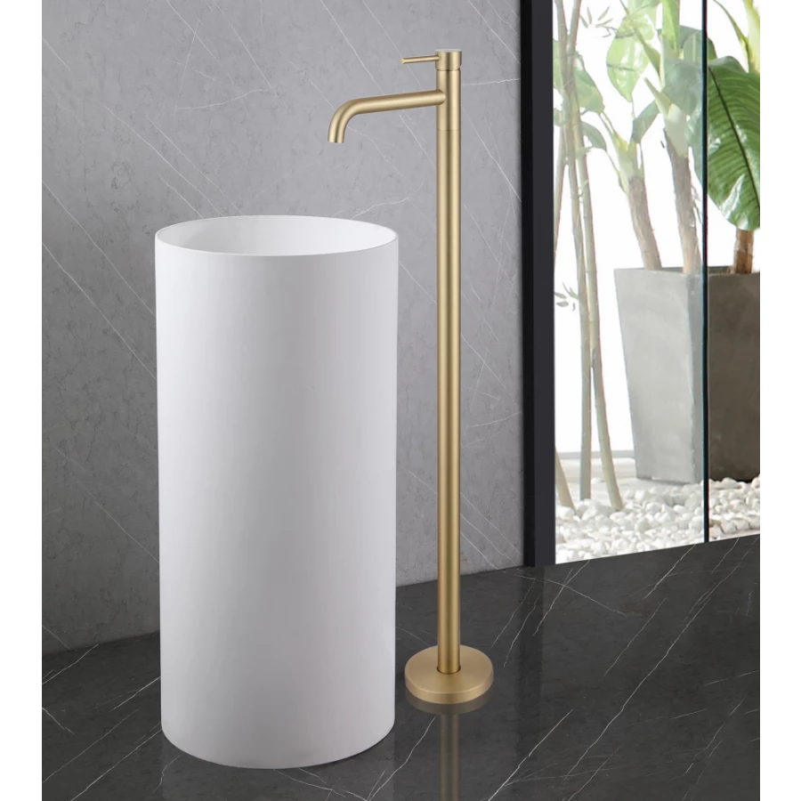 Смеситель Abber Wasser Kreis напольный для раковины золото матовое AF8140G