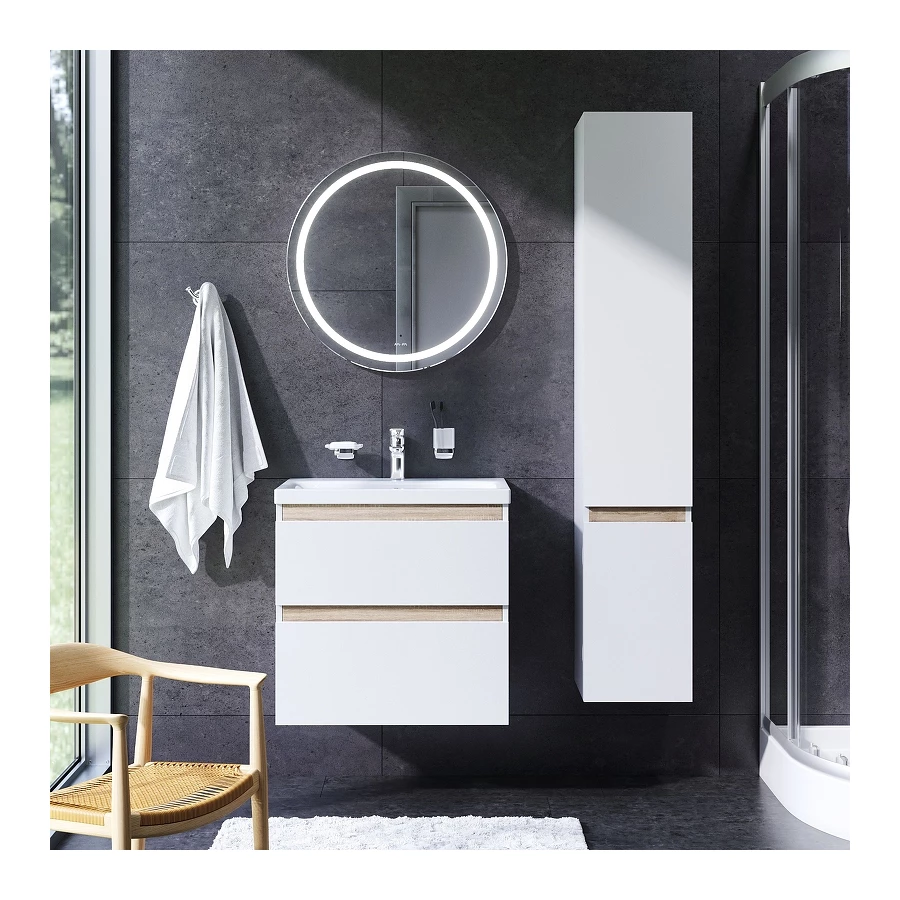 Универсальное зеркало Am Pm X-Joy с контурной LED-подсветкой ИК сенсором круглое M85AMOX0651WG 65 см