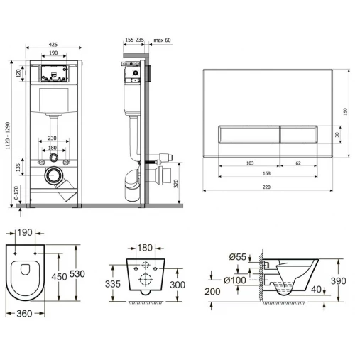Унитаз Lavinia Boho Relfix Biore Rimless 75110179 (комплект 6 в 1)