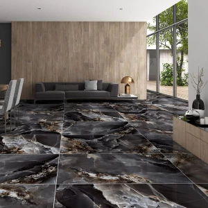 Керамогранит Neodom Luxury Royal Onyx Polished глянцевый черный N40018 120x60 см
