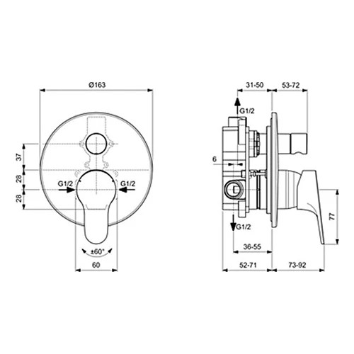 Смеситель для ванны Ideal Standard Cerabase скрытый монтаж хром A7393AA