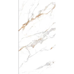 Керамогранит Realistik Delhi Polished Gold Carving глянцевый белый 120х60 см