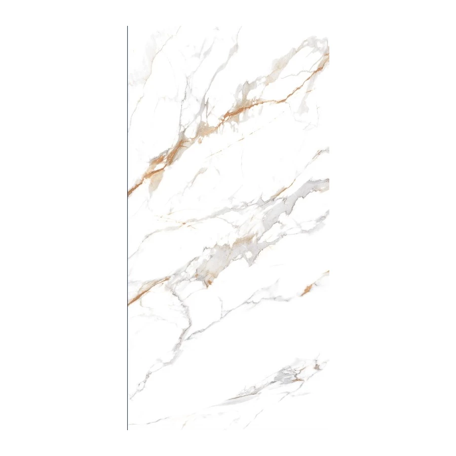 Керамогранит Realistik Delhi Polished Gold Carving глянцевый белый 120х60 см