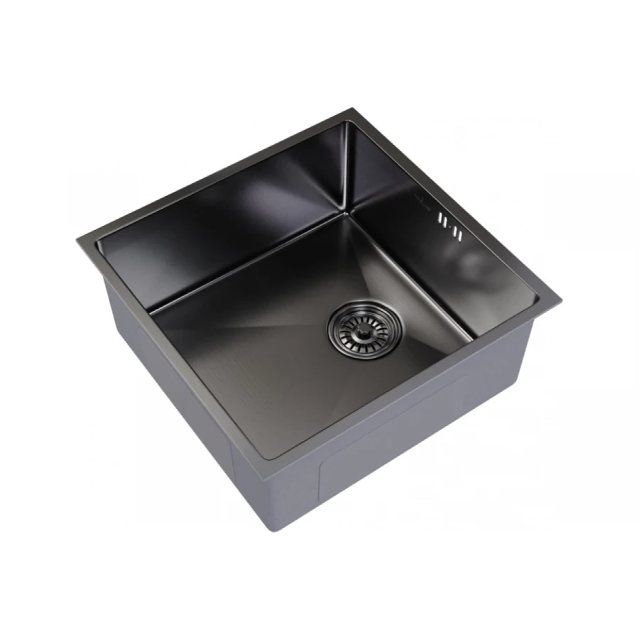 Мойка MixLine PRO подстольный монтаж вып 3 1/2 20см с сифоном черный графит 547228 50х50 см
