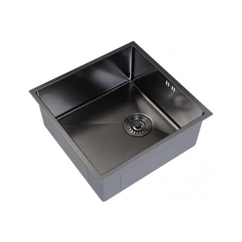 Мойка MixLine PRO подстольный монтаж вып 3 1/2 20см с сифоном черный графит 547228 50х50 см