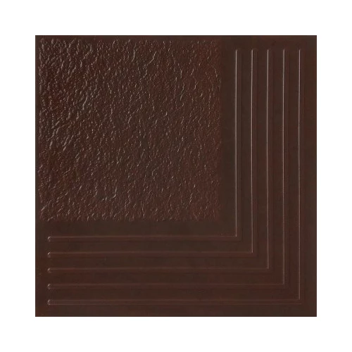 Клинкерная плитка Керамин Каир 4У коричневый угловая ступень 29,8х29,8