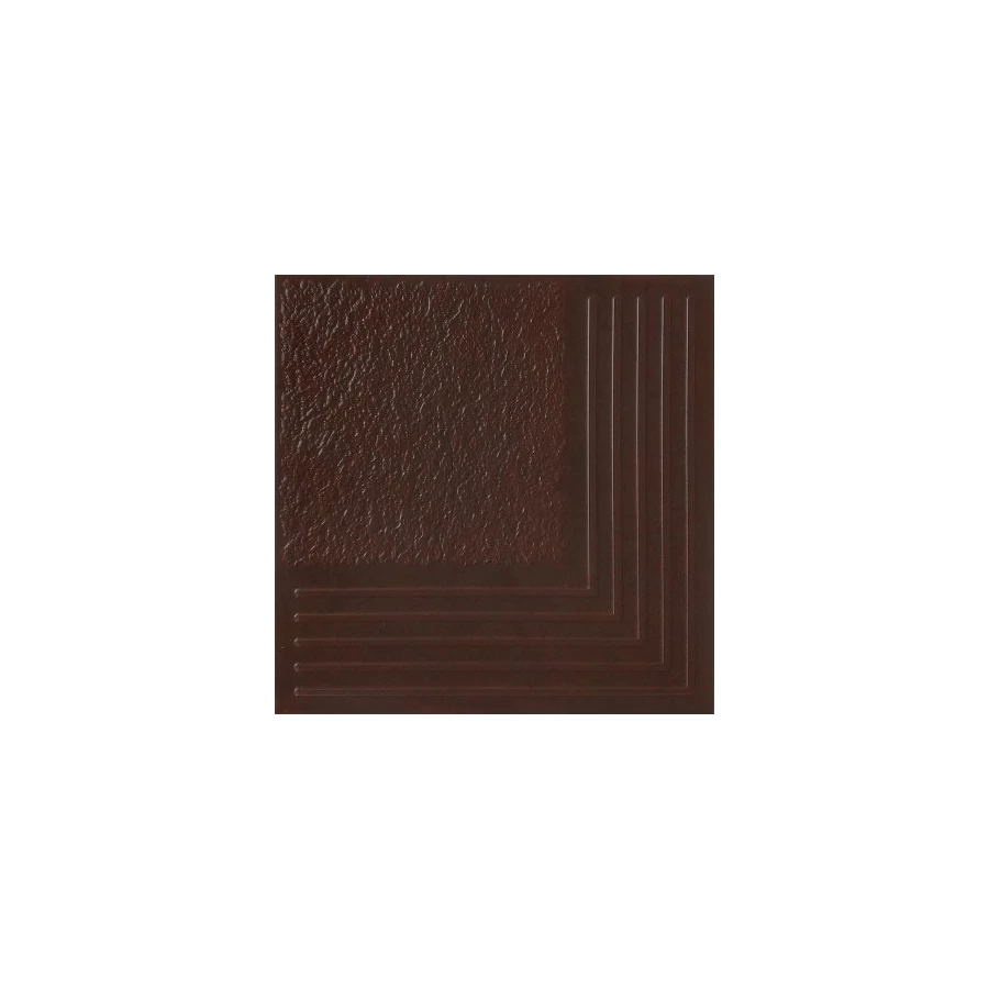 Клинкерная плитка Керамин Каир 4У коричневый угловая ступень 29,8х29,8