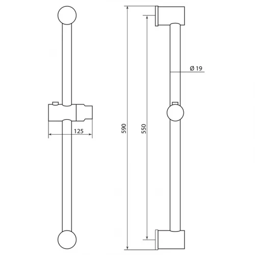 Душевая стойка Славен металлическая диаметр 19 мм высота 550 мм СЛ-ЗП-045
