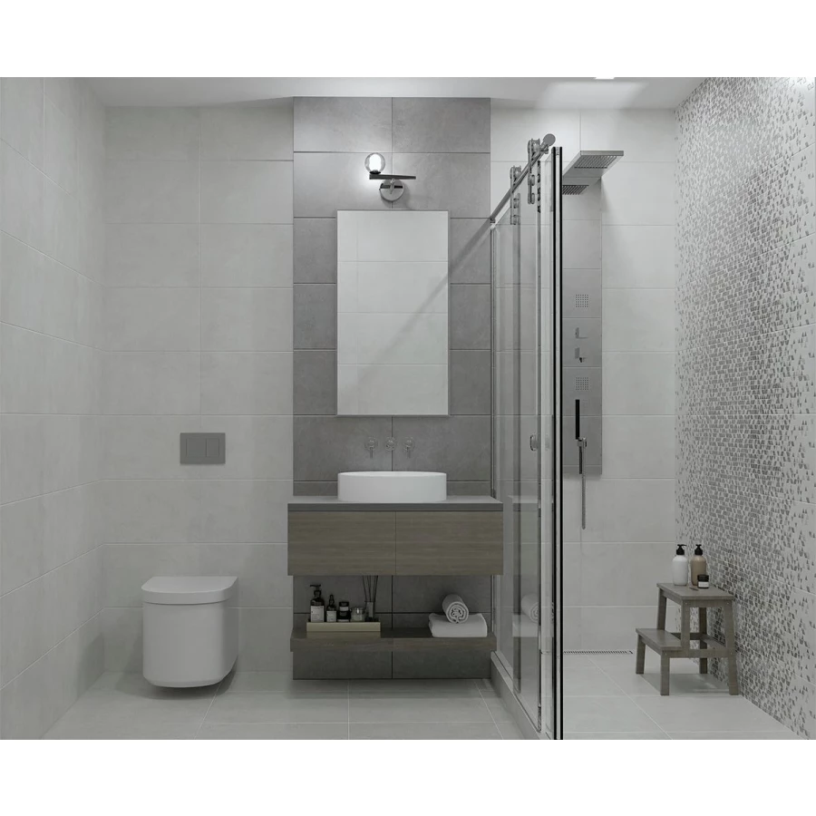 Плитка настенная Azori Artemest Casual Gris матовая серая 00-00109607 63х31,5 см