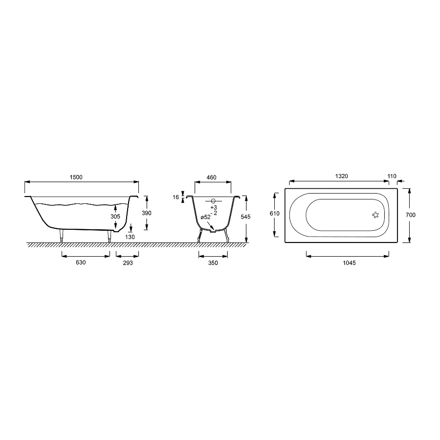 Чугунная ванна Jacob Delafon Soissons E2941-00 150х70 см