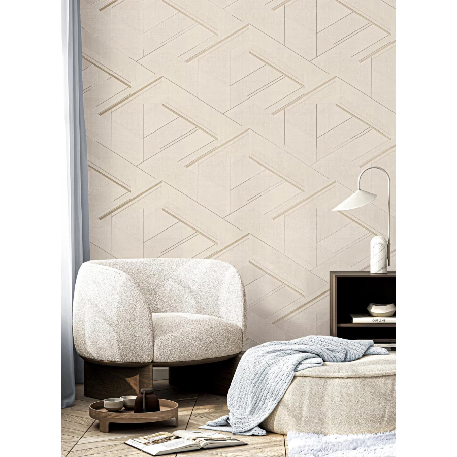 Обои флизелиновые Palitra Life Outline бежевые PL72418-28 1,06х10,05 м