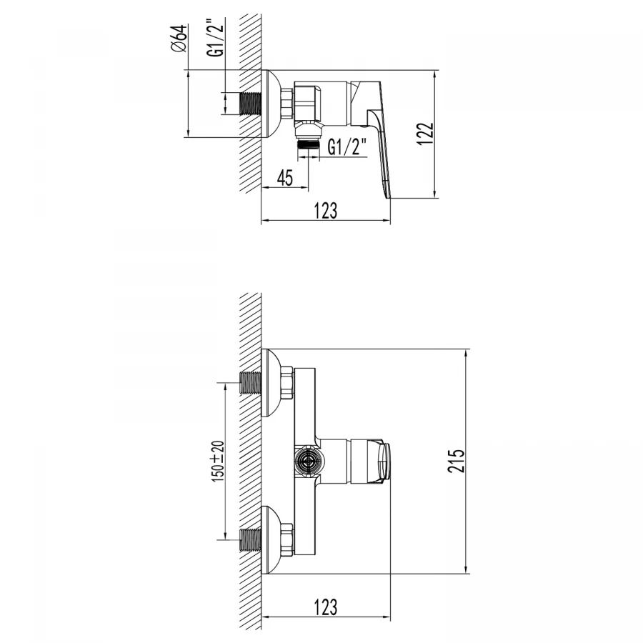 Смеситель для душа Azario Elvis с ручным душем керамический картридж черный AZ-WWK338155PA