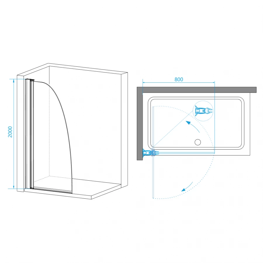 Душевая перегородка RGW WA-006 351000608-11 80х200 см