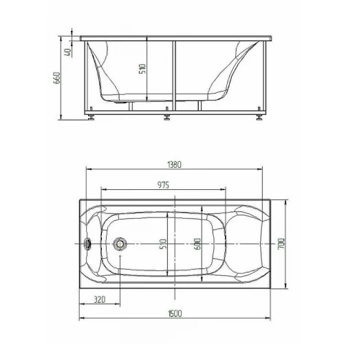 Акриловая ванна Aquatek Альфа без гидромассажа с фронтальным экраном слив слева ALF150-0000031 150х70 см