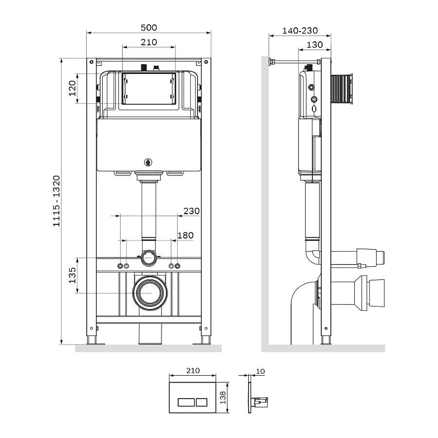 Инсталляция для подвесного унитаза с пневматической клавишей Am Pm Pro S I012704.7001