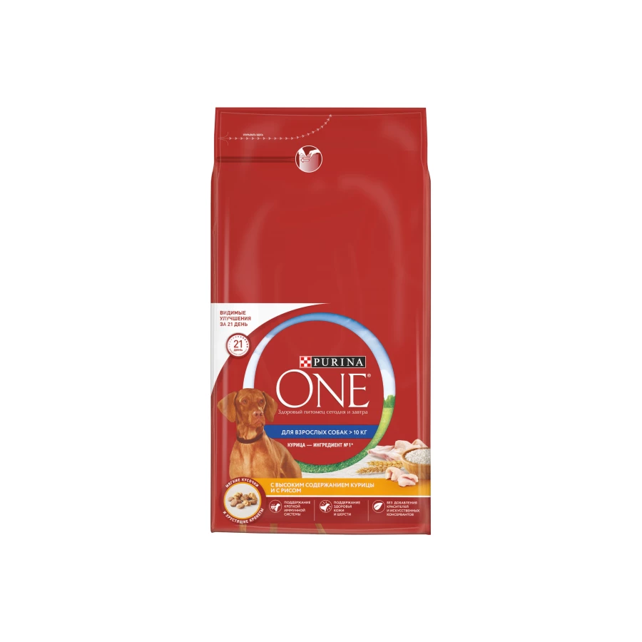 Сухой корм Purina One для собак средних и крупных пород Курица и Рис 3,8 кг
