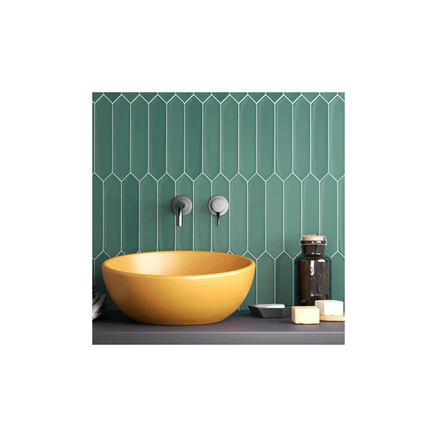 Плитка настенная Equipe Lanse Viridian 27485 глазурованный матовый бирюзовый 25*5 см