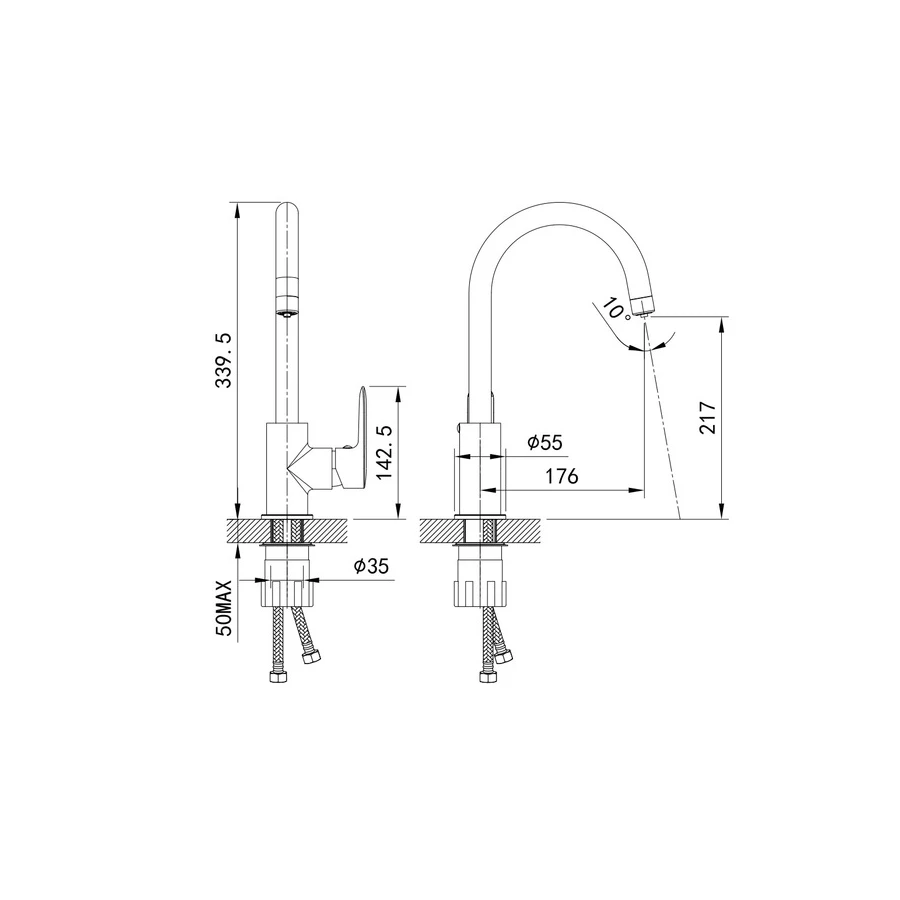 Смеситель для кухни Iddis Cuba с каналом для фильтрованной воды CUBBNFJi05 сатин