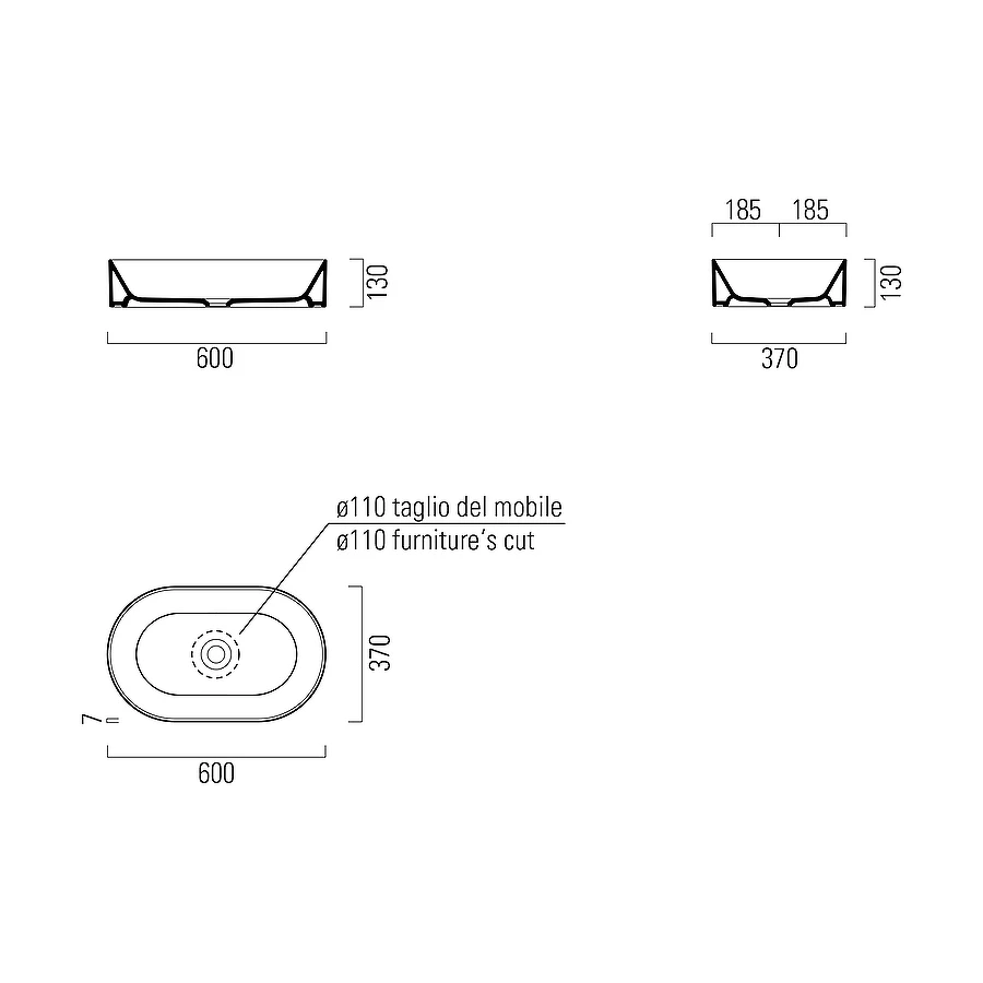Раковина овальная накладная GSI ceramica Kube X цвет белый 945811 60х37 см