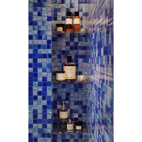 Мозаика Bonaparte Стеклянная мозаика Alaska dark blue 36х36 глянцевая синяя 30,4х30,4 см