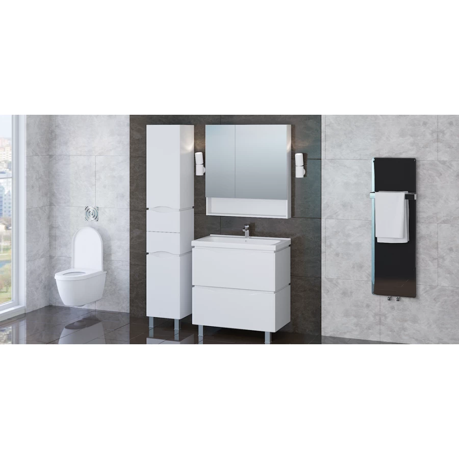 Шкаф-пенал АВН Латтэ 35 с ящиками белый левый 41.44-01 (1)