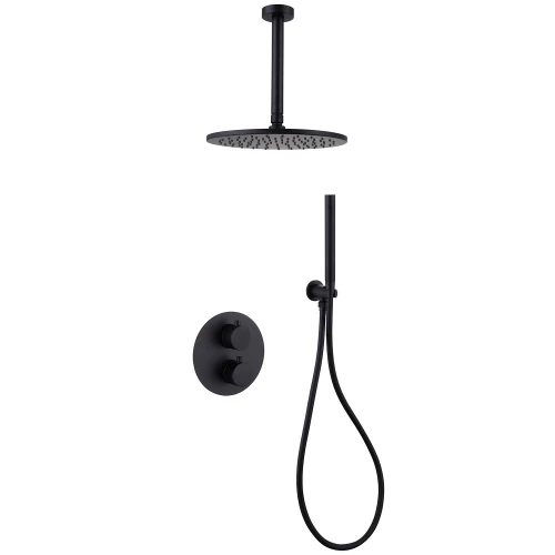 Душевая система Abber Wasser Kreis скрытого монтажа без излива черная матовая AF8121B