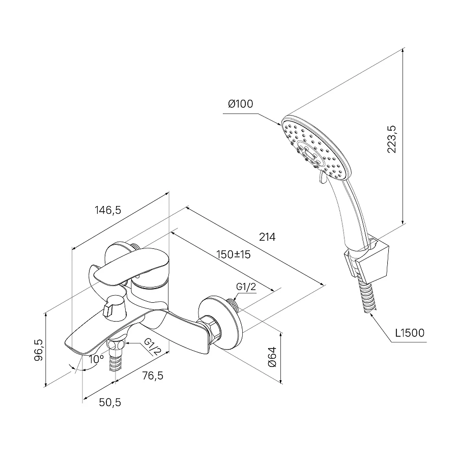 Смеситель для ванны и душа Milardo RORBL00M02