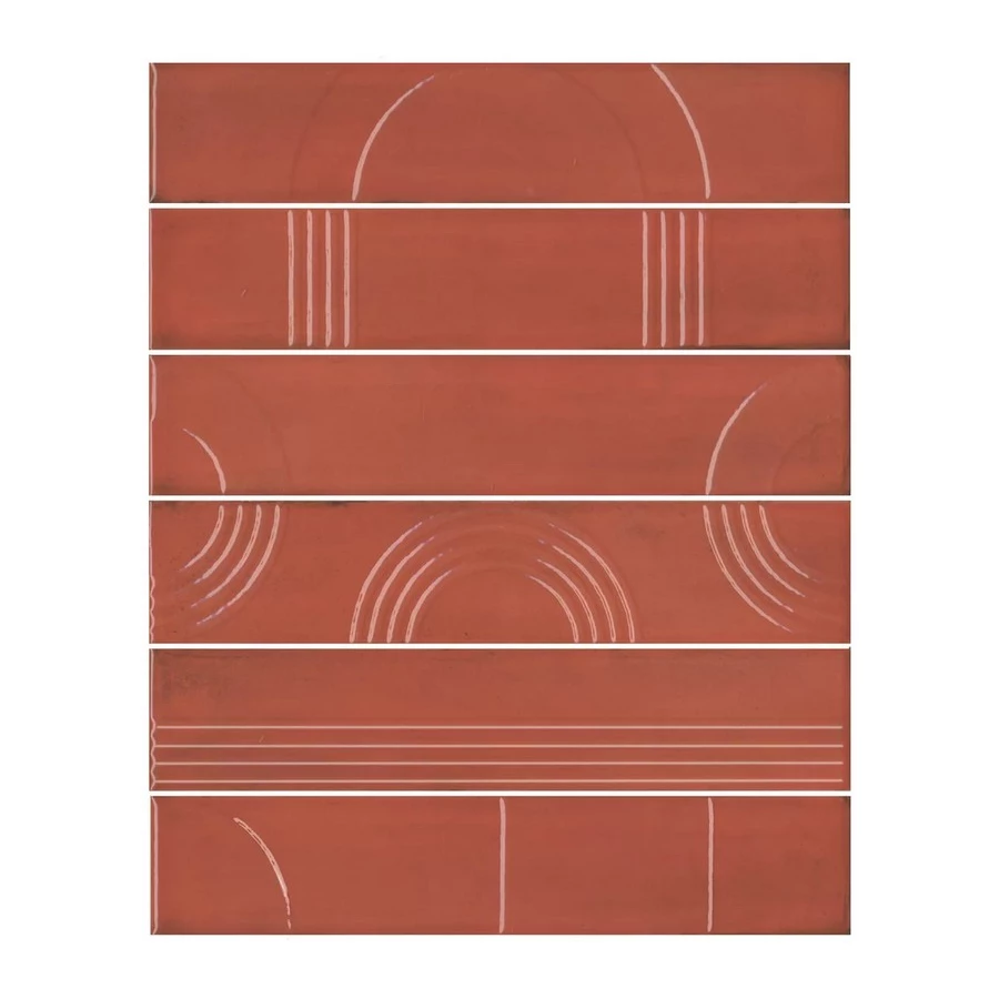 Плитка настенная Kerama Marazzi Мажорель Панно из 6 частей 6х28,5 глянцевое красное KMP3STA005RN6X 36x28,5 см